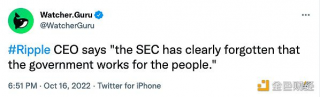 Ripple CEO：美国证券交易委员会显然忘记了政府为人民服务